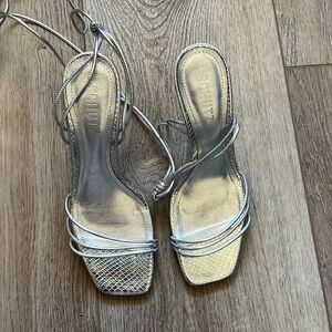 Metallic lace up heels